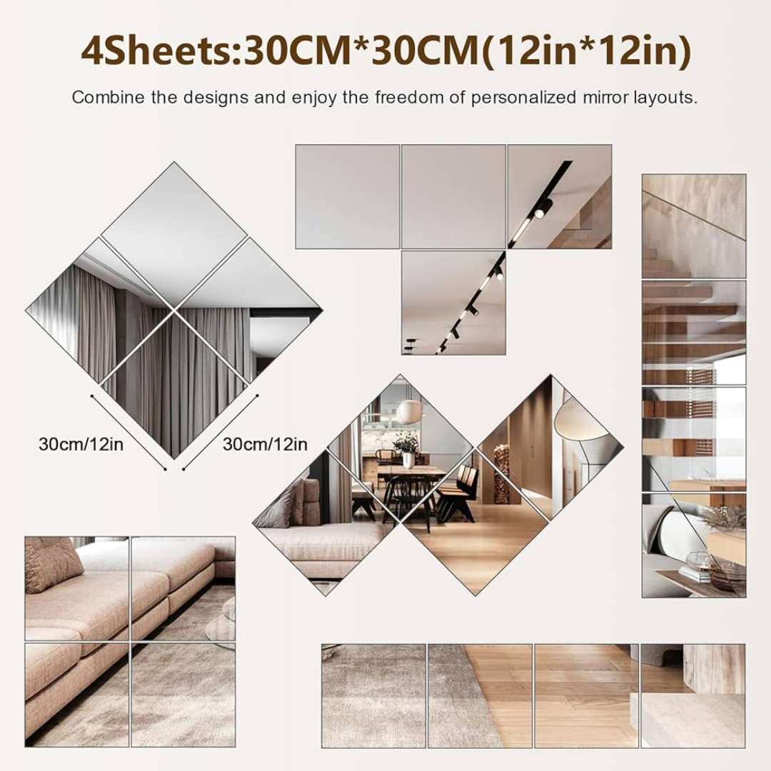 Unbreakable Imported Mirror-04 Pcs Set