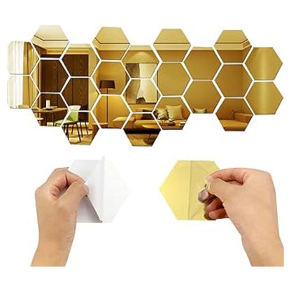 Modern Hexagon Wall Mirror_Golden
